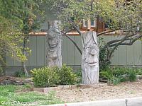 Rescued carved trees are now on display across from the park