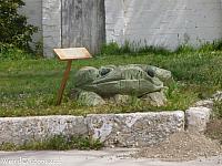 Rescued frog stump now painted green and yellow.