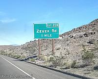 The sign to Zzyzx on Interstate 15