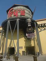 The Frys in Roseville has a runaway train crashing over its front entrance!