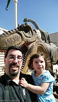 Posing with one of the dinosaurs