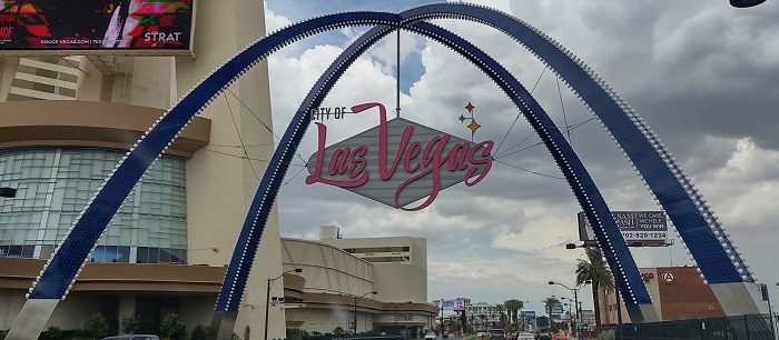 80 foot tall arches signify the beginning of Las Vegas!